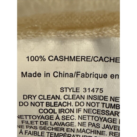Tory Burch Gemini Size Small Link 100% Cashmere Cream Sweater $325 Logo - Picture 14 of 15